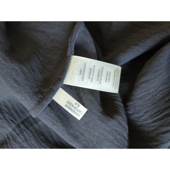 Calvin Klein Womens Large Black Button Down Chiffon Work Career Top Gold Buttons - Picture 4 of 7